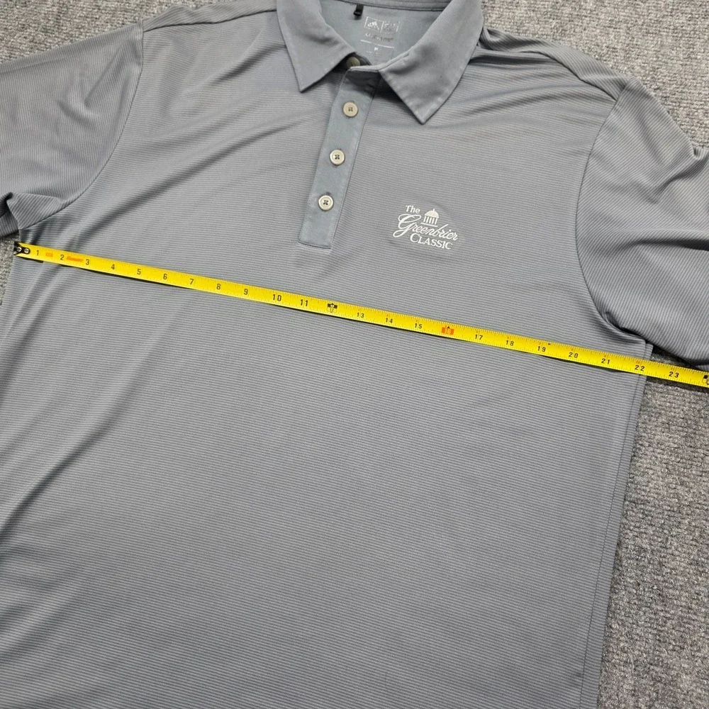 Adidas Polo Shirt Men Medium Gray Striped Greenbrier Classic FedEx Cup Climalite